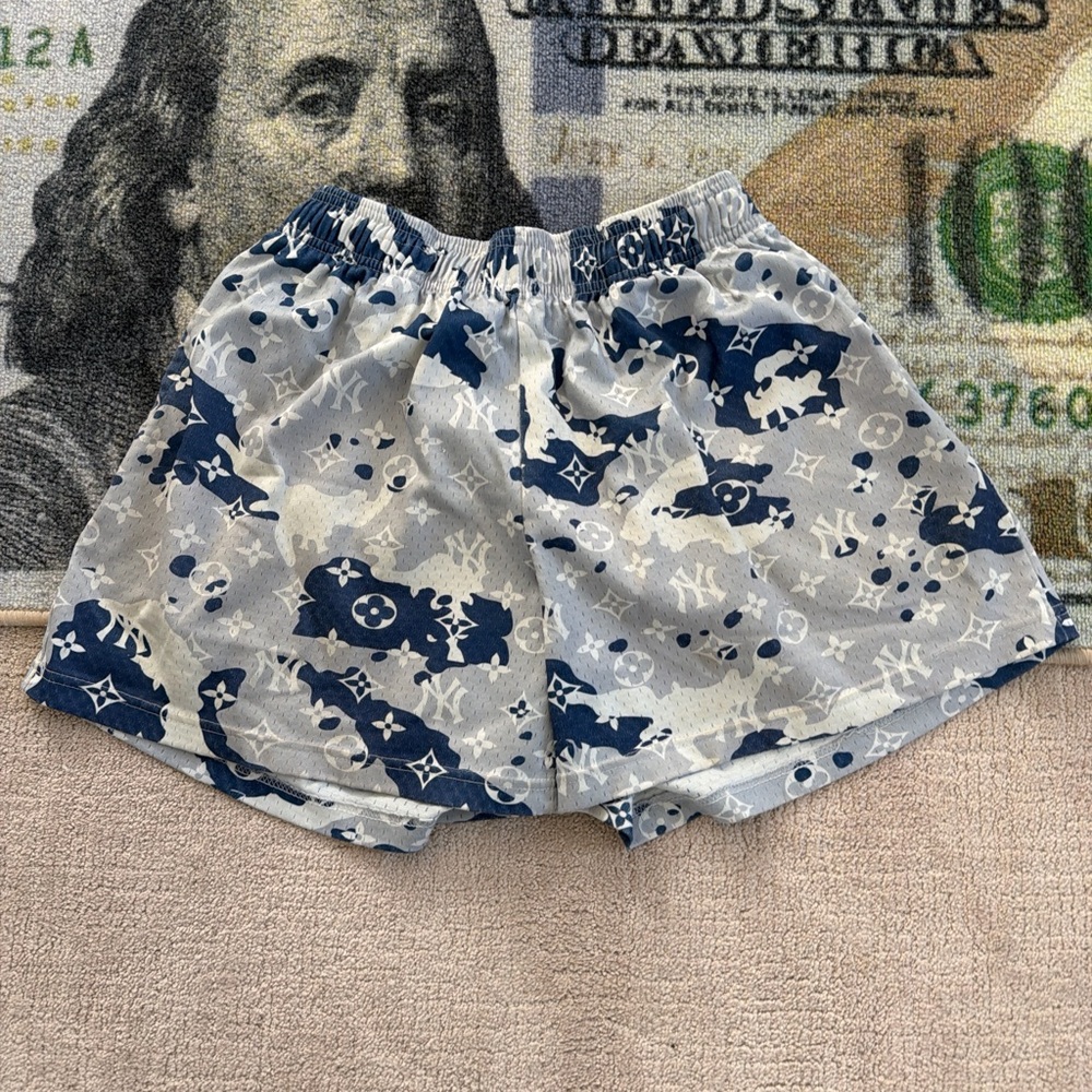 Bravest Studios Blue and Gray Patterned Shorts